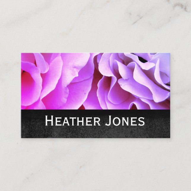 pretty rose petals pink and purple photography business card (Front)