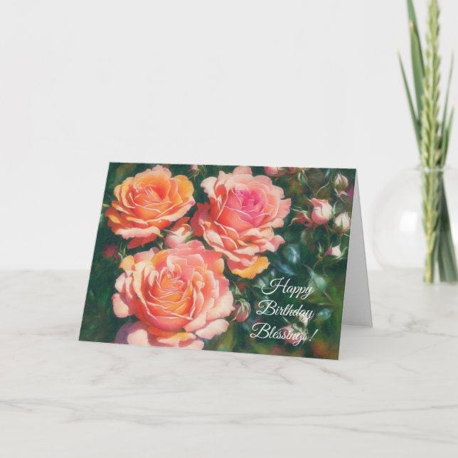 Pretty Roses Art Faith Birthday Card (Front)