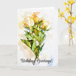 Pretty Roses Bunch Birthday Flower Art Card