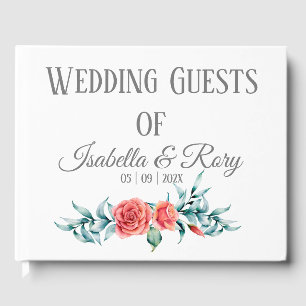 Pretty Roses & Eucalyptus Bouquet Wedding  Guest Book