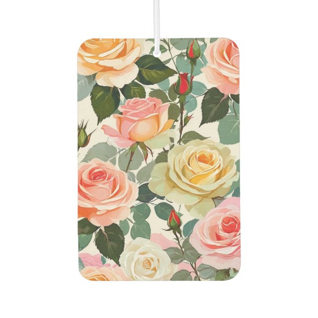 Pretty Roses Floral Elegant Garden Blooms Car Air Freshener (Front)