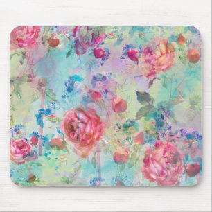 Pretty roses floral paint watercolors design mouse mat