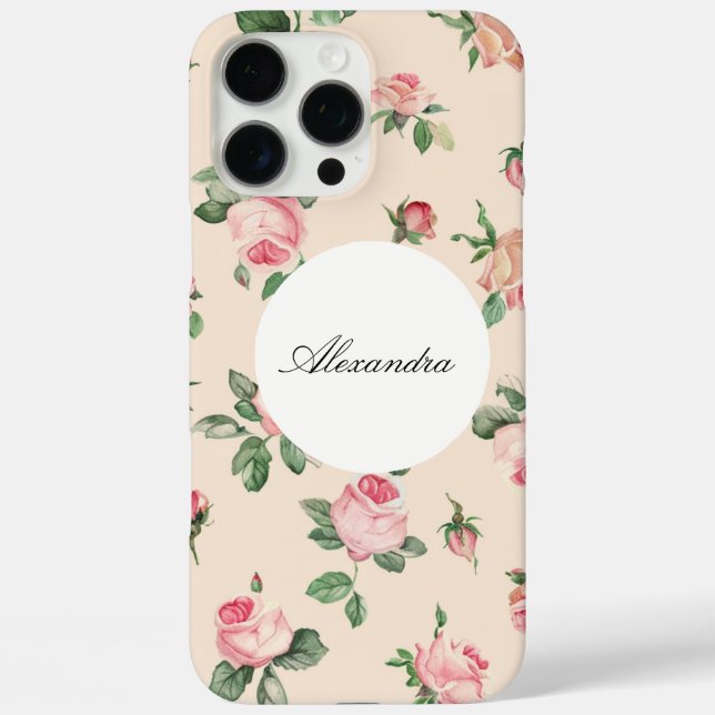 Pretty Roses Floral Pink Peach Cream   Case-Mate iPhone Case (Back)