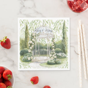 Pretty Roses Floral Romantic Garden Wedding Napkin