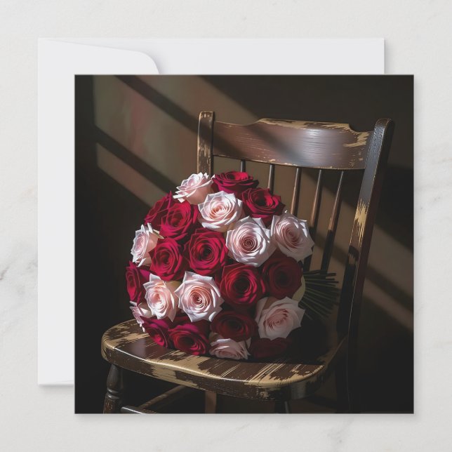 Pretty Roses on a Rustic Chair   Card (Front)