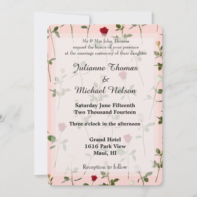 Pretty Roses Wedding Invitation (Front)