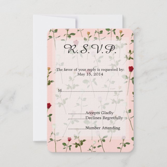 Pretty Roses Wedding RSVP (Front)
