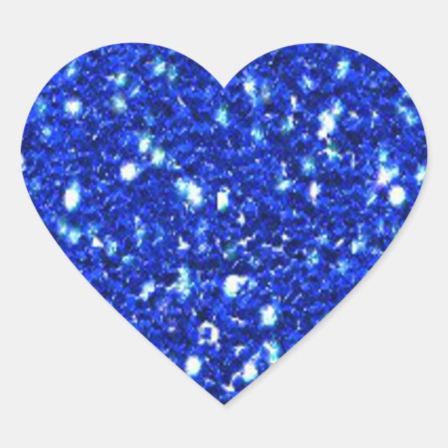 Pretty Royal Blue Sparkly Faux Glitter Look Heart Sticker (Front)