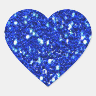 Pretty Royal Blue Sparkly Faux Glitter Look Heart Sticker