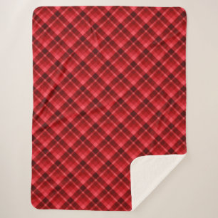 Pretty Ruby Red Plaid Pattern Large Sherpa Blanket
