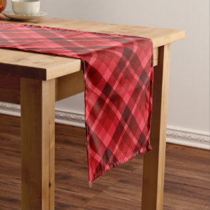 Pretty Ruby Red Plaid Pattern Medium Table Runner