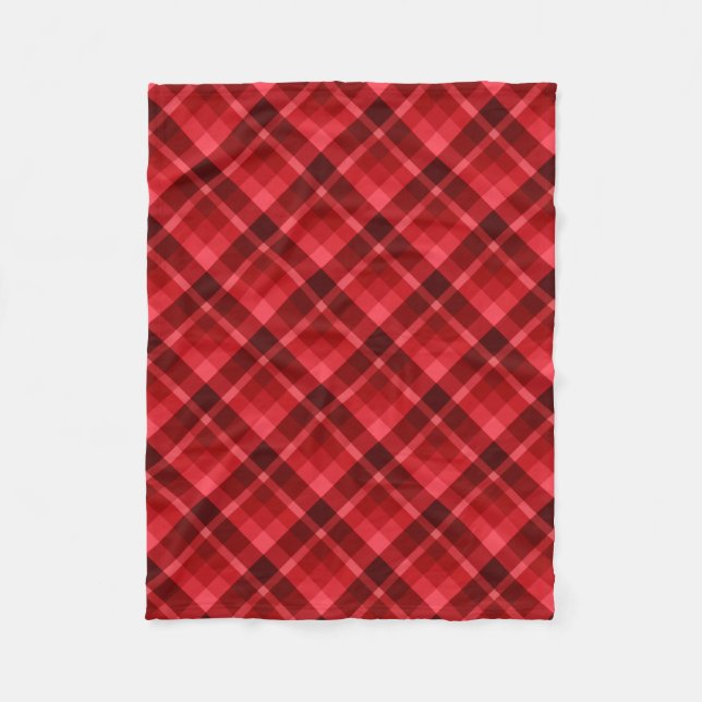 Pretty Ruby Red Plaid Pattern Small Fleece Blanket (Front)