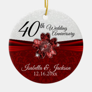 Pretty Rudy Flower Anniversary Keepsake Ceramic Tree Decoration