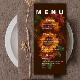 Pretty Rustic Burnt Orange Floral Wedding Party Menu