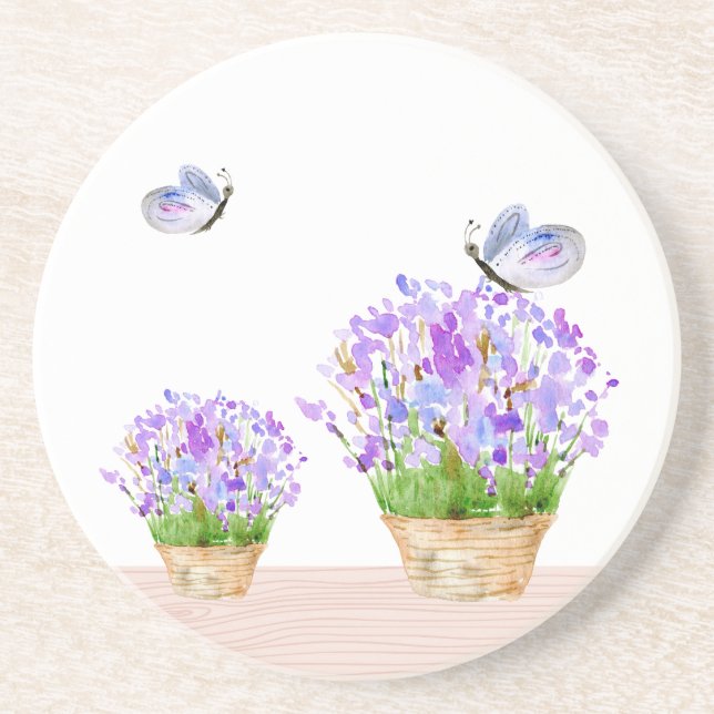 Pretty Rustic Floral and Butterflies Coaster (Front)