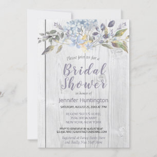 Pretty Rustic Floral Barnwood Bridal Shower Invitation