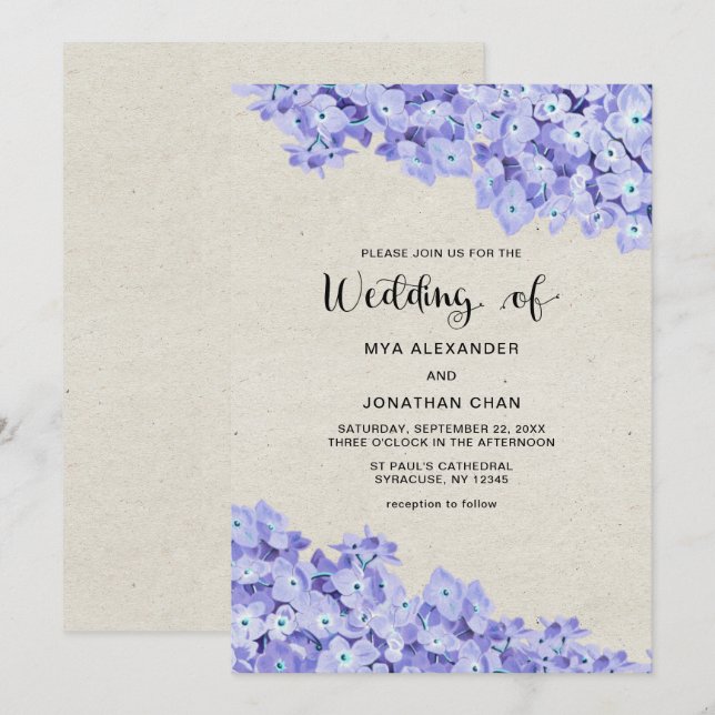Pretty Rustic Floral Wedding Invitation (Front/Back)
