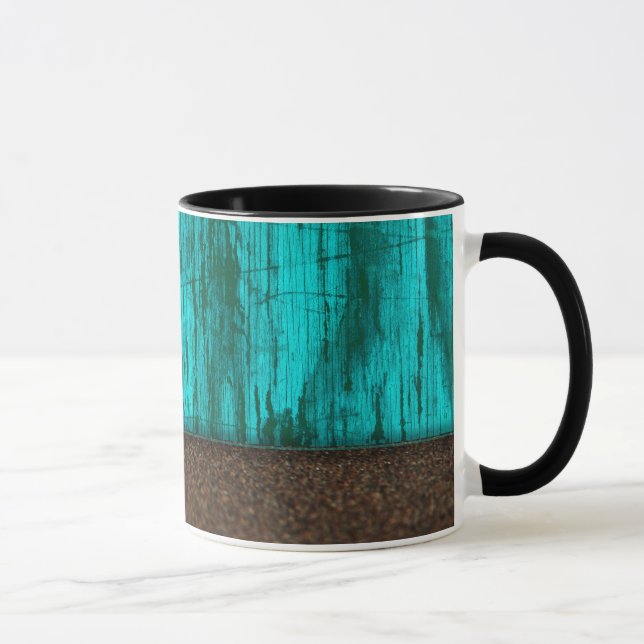 Pretty Rustic Turquoise Wood Grain Sandstone Mug (Right)