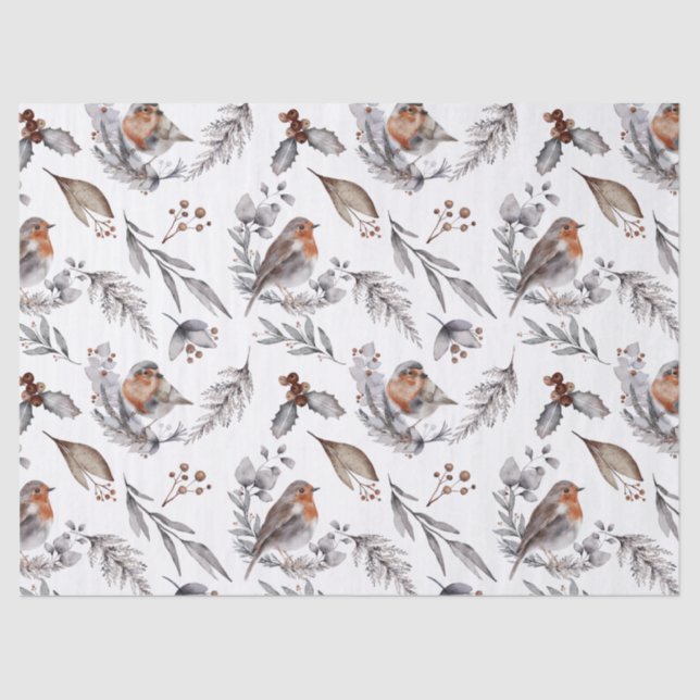 Pretty Rustic Winter Sparrow Christmas Gift  Tissue Paper (Front)