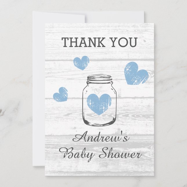 Pretty rustic wood baby shower party  thank you card (Front)