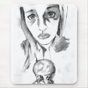 Pretty Sad Girl with Melting Ice Cream Cone Sketch Mouse Mat