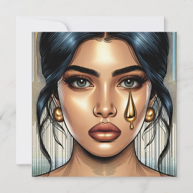 Pretty Sad Woman with Gold Tear (Front)
