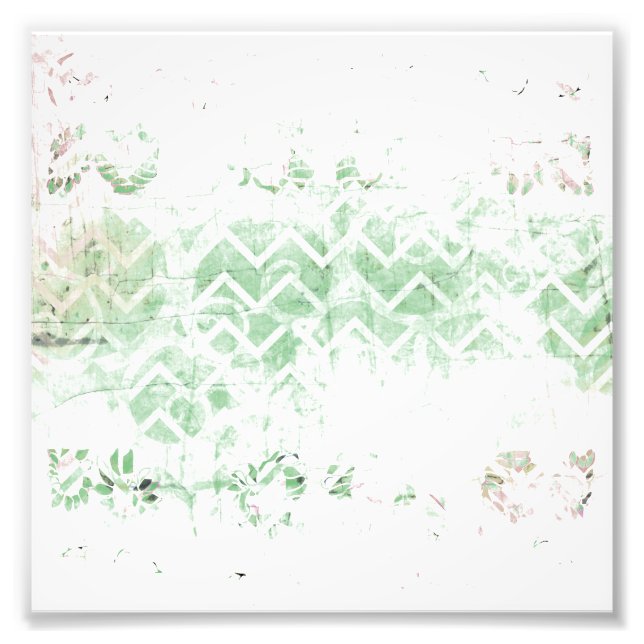 Pretty Sage and White Grunge Abstract Photo Print (Front)