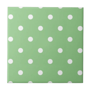 Pretty sage green decorative polka dots White  Tile