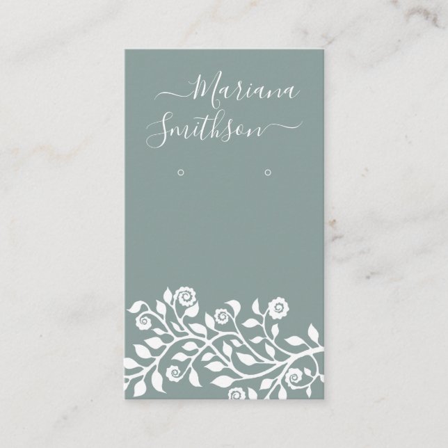    Pretty Sage Green Elegant Earring Display Cards (Front)