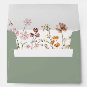 Pretty Sage Green Wildflower Meadow Bridal Shower Envelope