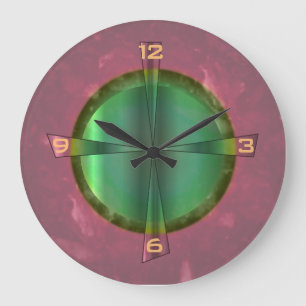 Pretty Salmon Pink and Green> Kitchen Clock