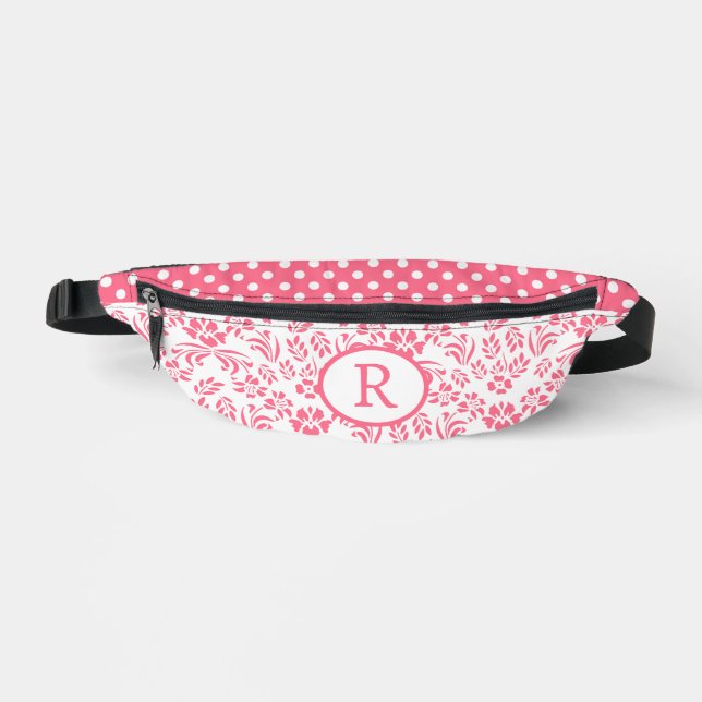 Pretty Salon Pink Patterns Monogrammed Bum Bags (Front)
