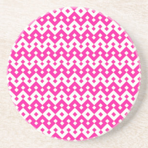 Pretty Sandstone Coaster, Candy Pink Geometric Coaster