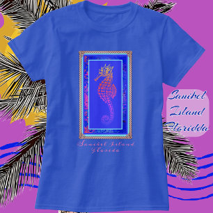 Pretty Sanibel Island Florida Colourful Seahorse T-Shirt