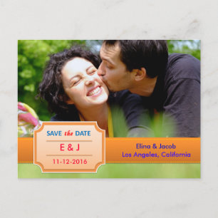Pretty Save the Date Photo Postcard I Orange