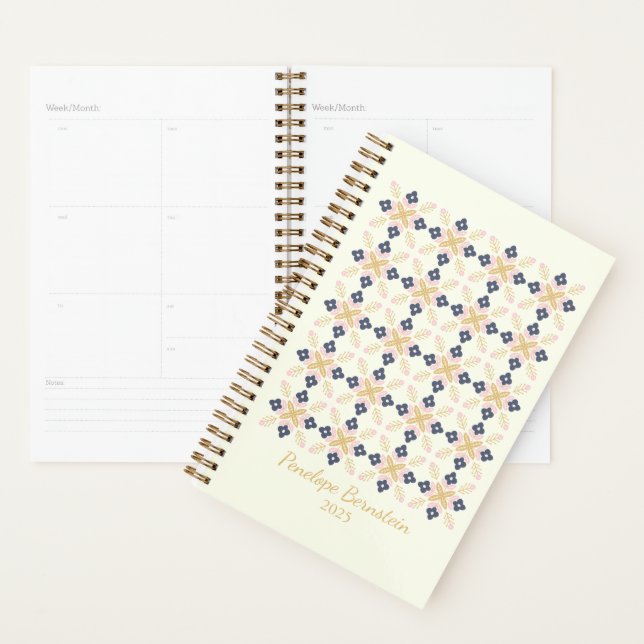 Pretty Scandinavian Floral Pattern Personalised Planner (Display)