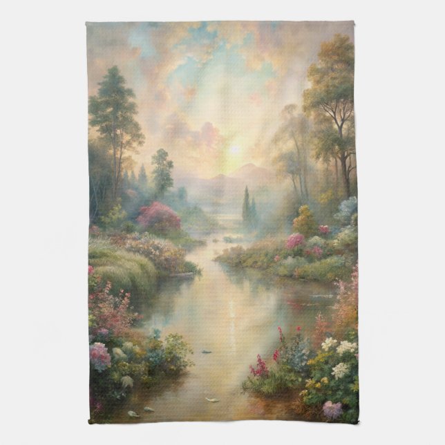 Pretty Scenic Lake Tea Towel (Vertical)