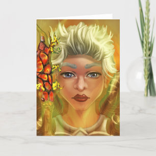 PRETTY SCI-FI FANTASY GIRL, BLANK GREETING CARD