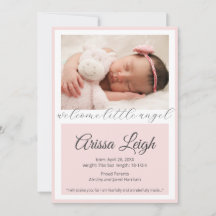 Pretty Script Baby Girl Birth Announcement Card
