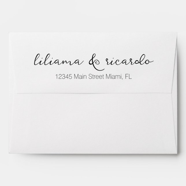 Pretty Script Couples Name Wedding Envelope (Back (Top Flap))