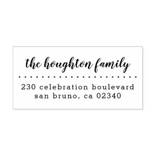 Pretty Script Family Name Modern Return Address Rubber Stamp