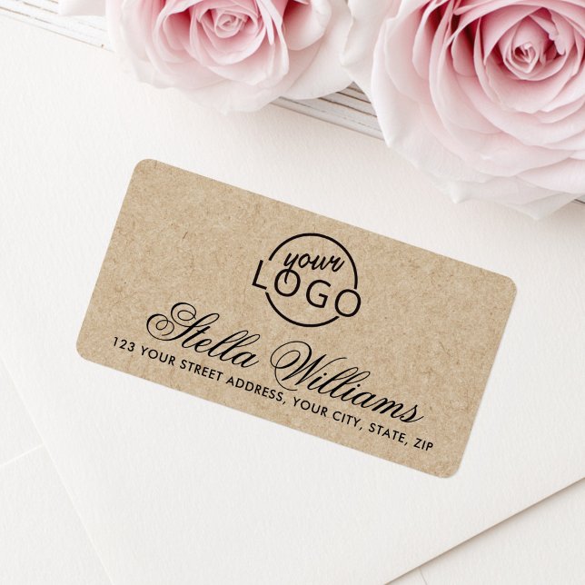 Pretty script logo Kraft look return address  Label (Pretty script logo Kraft look return address Label)