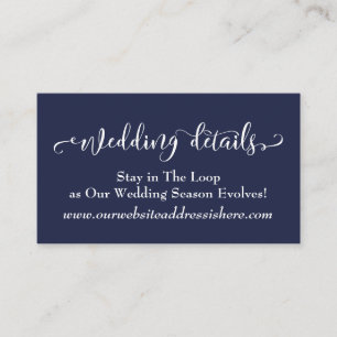 Pretty Script Navy Blue Wedding Website Details Enclosure Card