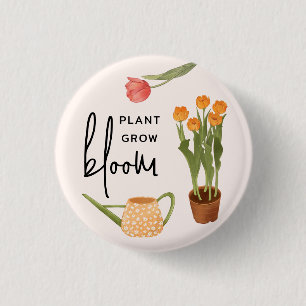 Pretty Script Plant Grow Bloom Tulip 3 Cm Round Badge