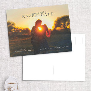 Pretty Script Type Detail Full Photo Save the Date Announcement Postcard