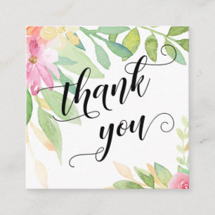 Pretty Script Typography Pink Floral Wedding Favou Enclosure Card