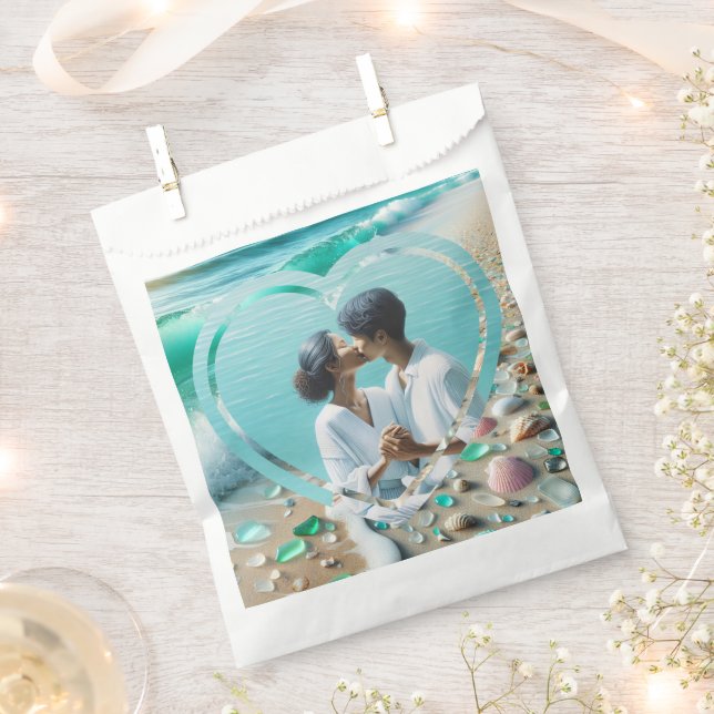 Pretty Sea Glass Photo Wedding  Favour Bags (Clipped)