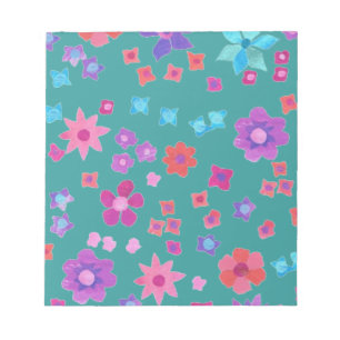Pretty Sea Green Flower-Power Notepad or Jotter