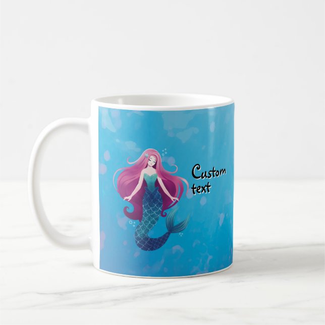 Pretty Sea Mermaid Personalised Mug (Left)