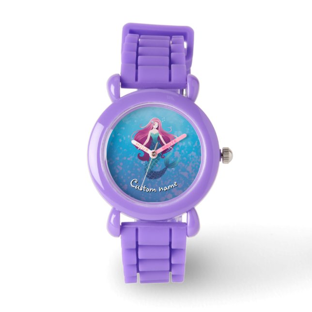 Pretty Sea Mermaid Personalised  Watch for Girls (Front)